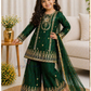 Green Color Fendy Silk With Embroidery And Sequins Work Palazzo Suits For Girls Near Me