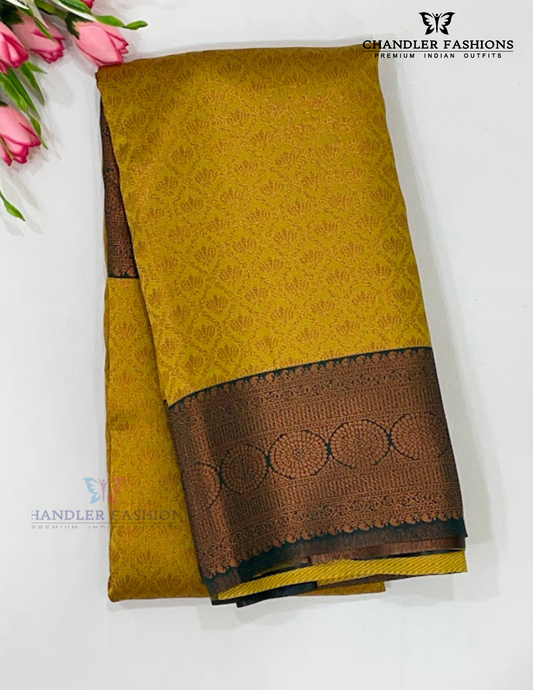 Charming Mustard Yellow Color Art Silk With Zari Work Saree For Women