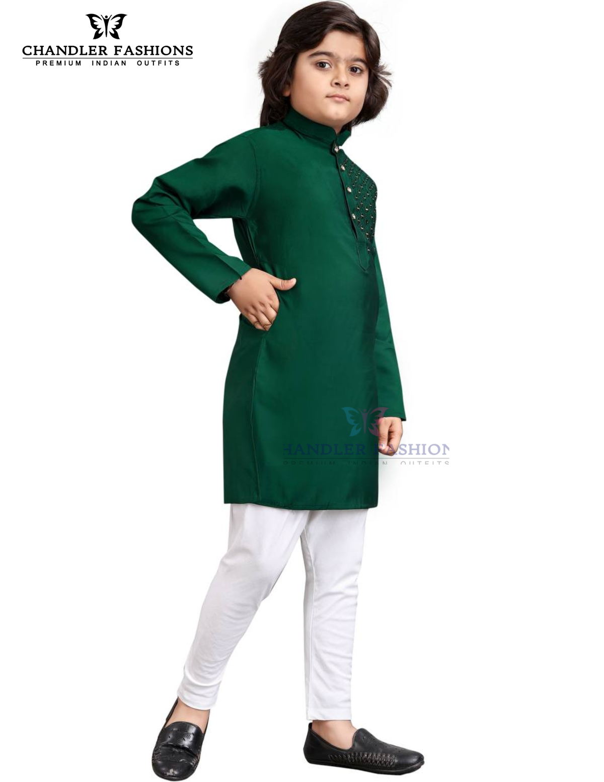 Silk With Embroidery Work Kurta Pajama Set For Kids In USA