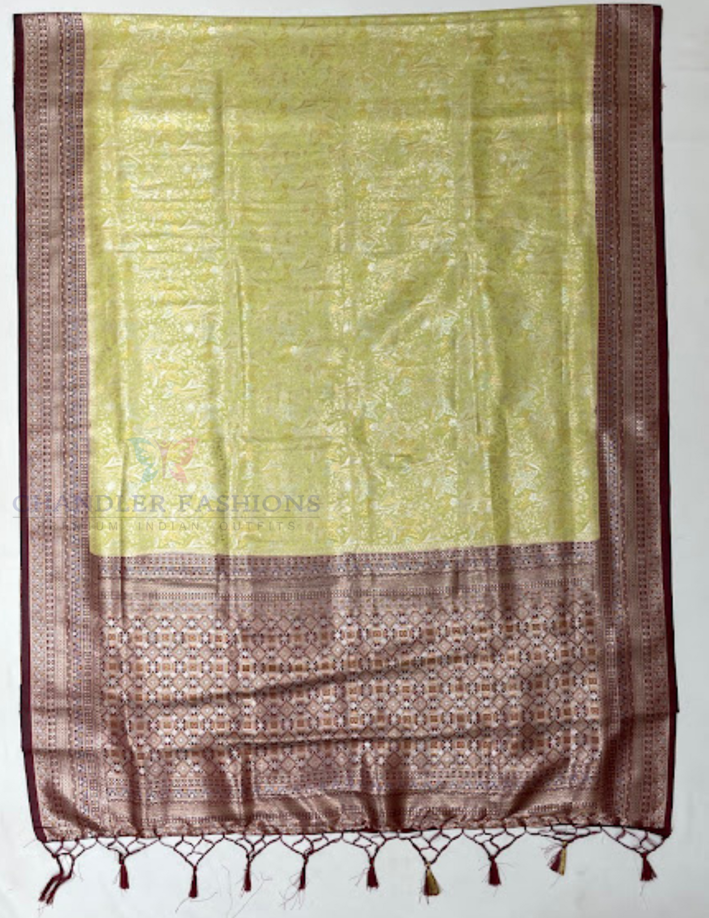 Light Green And Maroon Soft Silk Saree With Designer Zari Work In Peoria