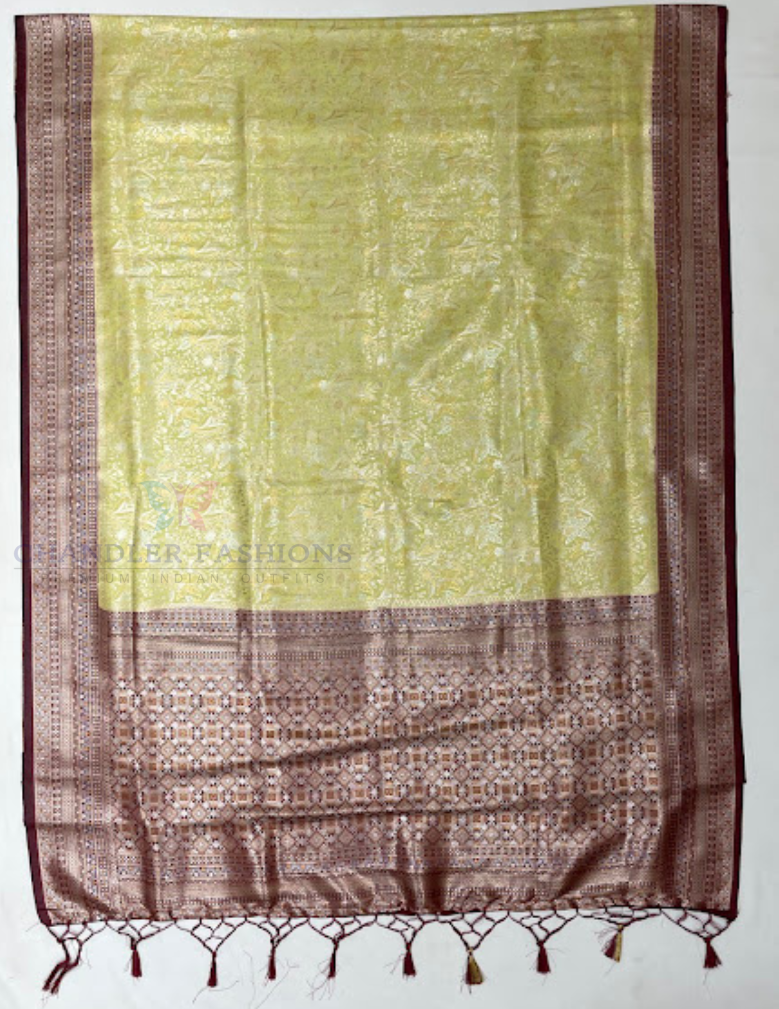 Light Green And Maroon Soft Silk Saree With Designer Zari Work In Peoria