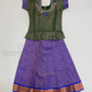 Attractive Green And Blue Color Stone Work With Silk Langa set For Girls