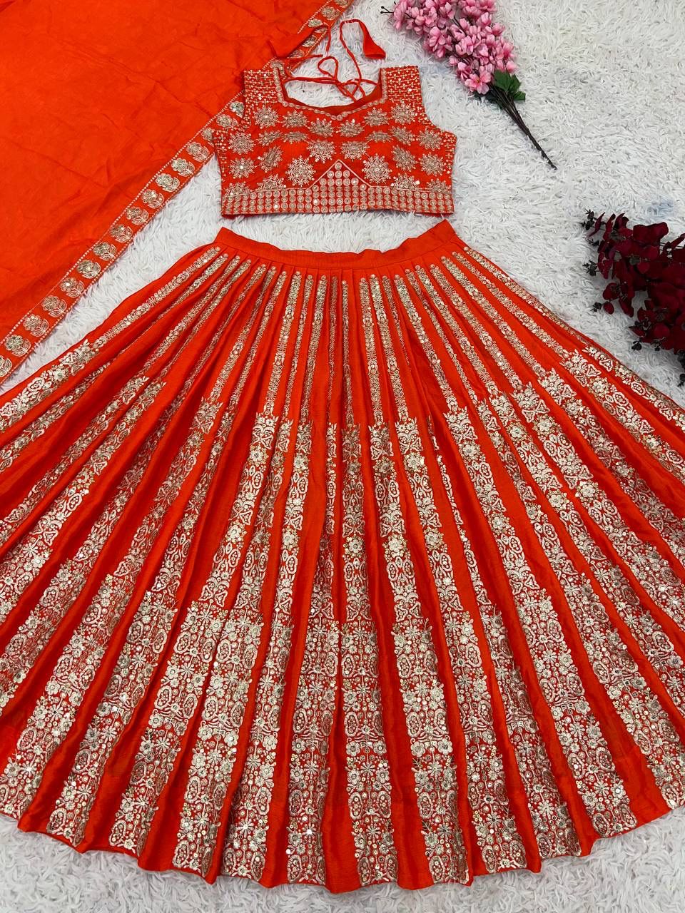 Heavy Embroidery Sequins Work Lehenga Choli In USA