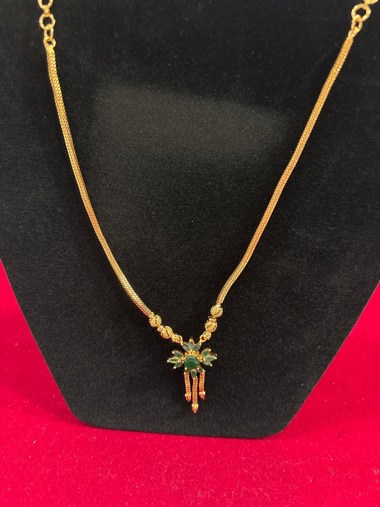 Magnificent Green Color Stones Gold Plated Necklace For Women