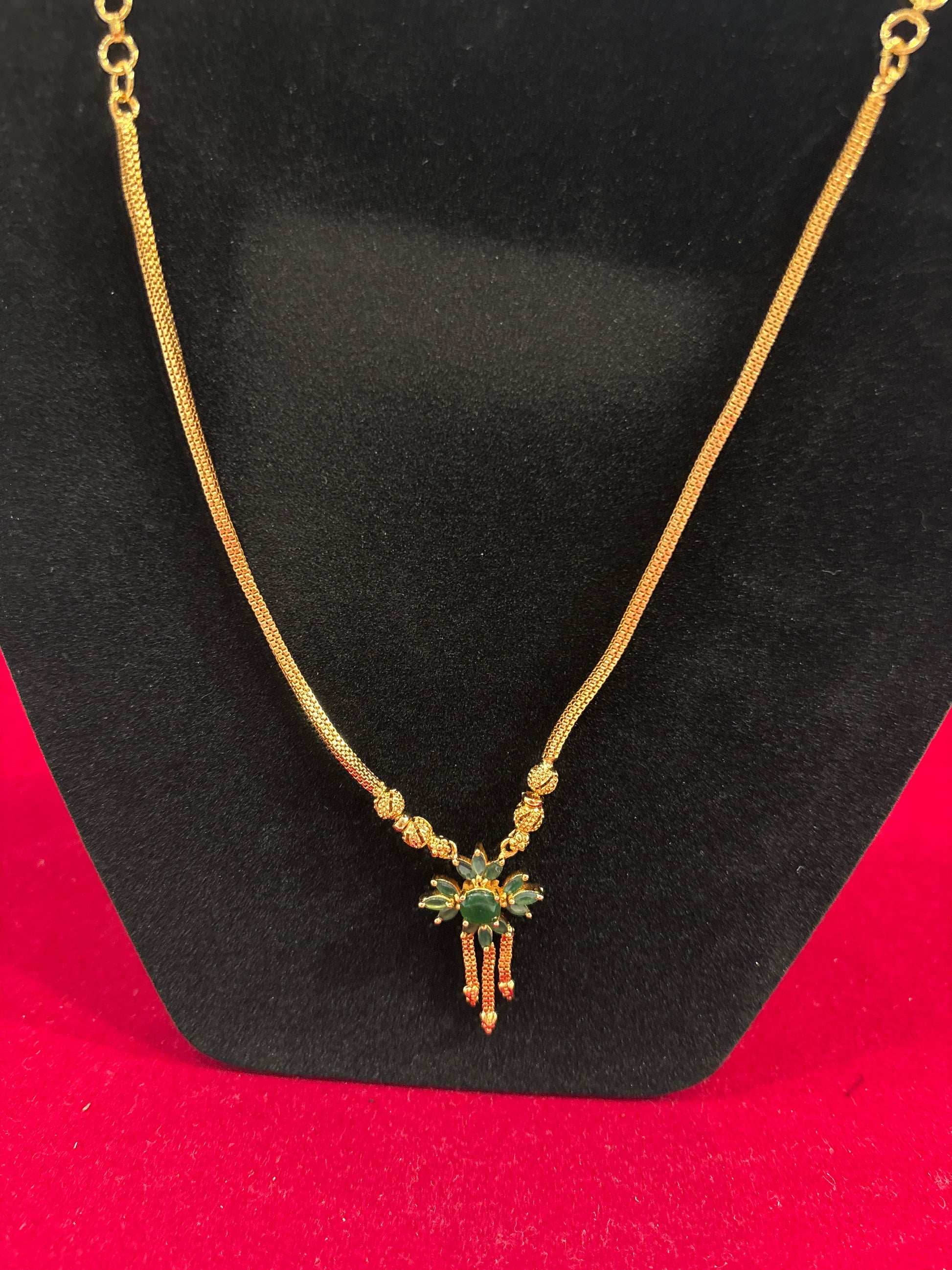 Magnificent Green Color Stones Gold Plated Necklace For Women