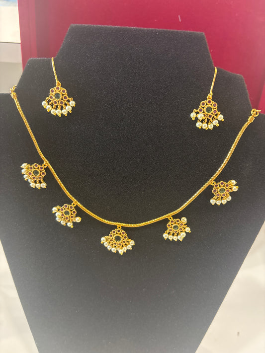 Wonderful Multicolor Stone Gold Plated Necklace With Earrings For Women