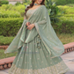 Pista Green Color Faux Georgette With Embroidery And Sequins Work Lehenga Choli In Yuma