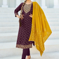 Glamorous Purple Color Rayon With Foil Print Kurti With Dupatta Sets For Women