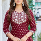 Ravishing Maroon Colored Rayon printed Long Anarkali Gown Near Me