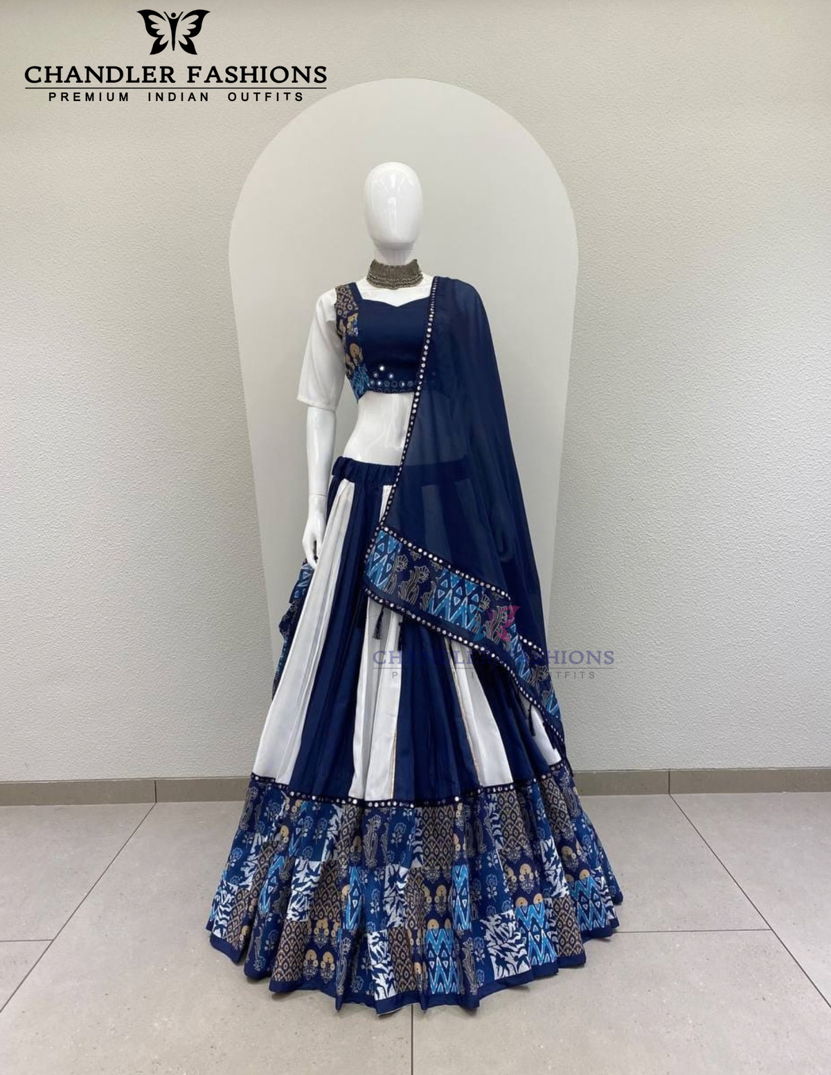 Exquisite Blue And White Color Rayon Chaniya Choli In USA