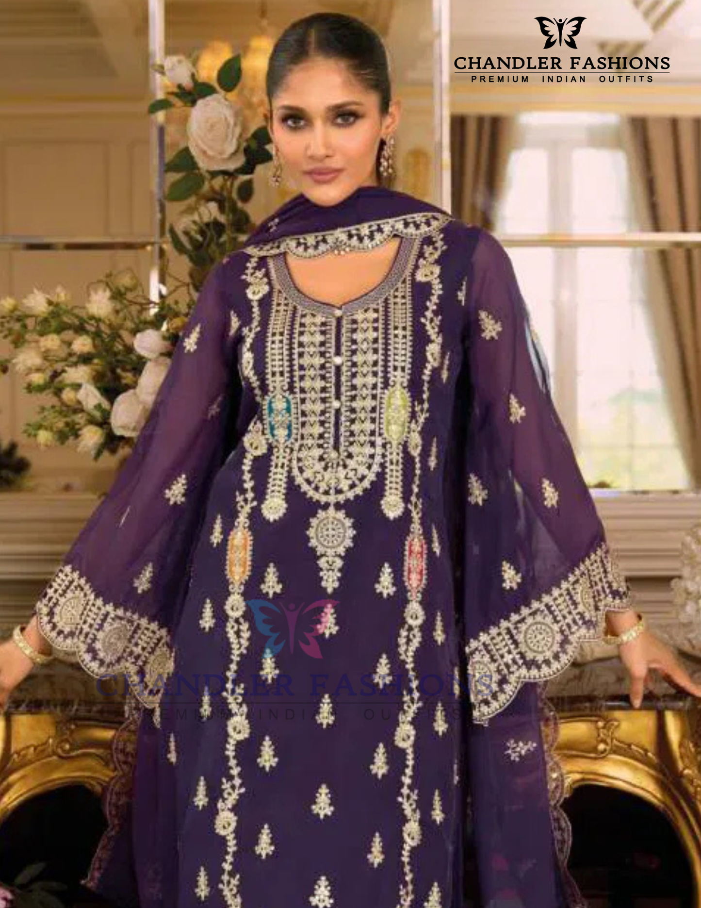 Purple Color Soft Organza With Embroidery Work Salwar Suits And Dupatta Near Me