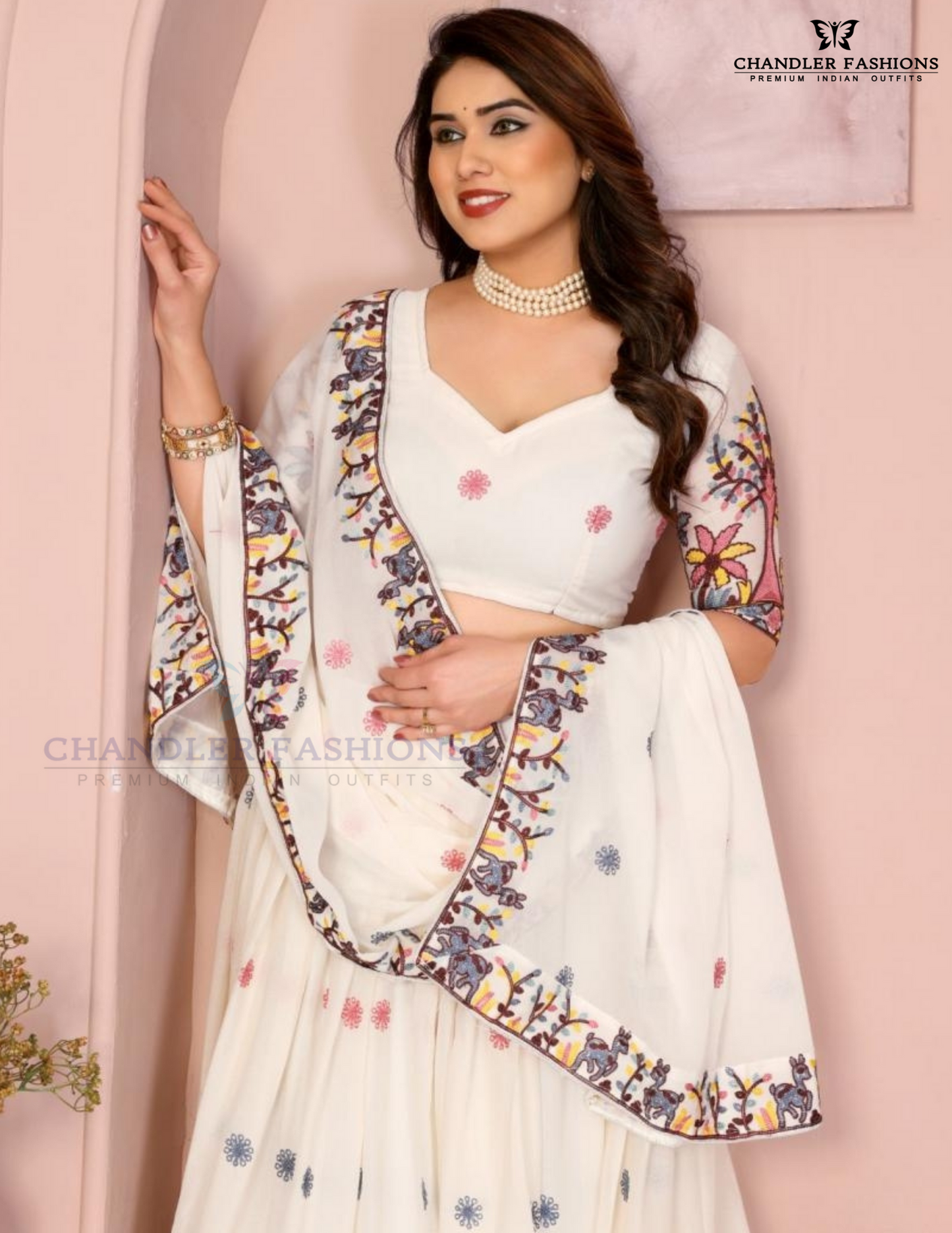 White Color Georgette Lehenga Choli In Mesa