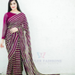 Elegant Purple Sequins Stripe Pure Georgette Trendy Saree