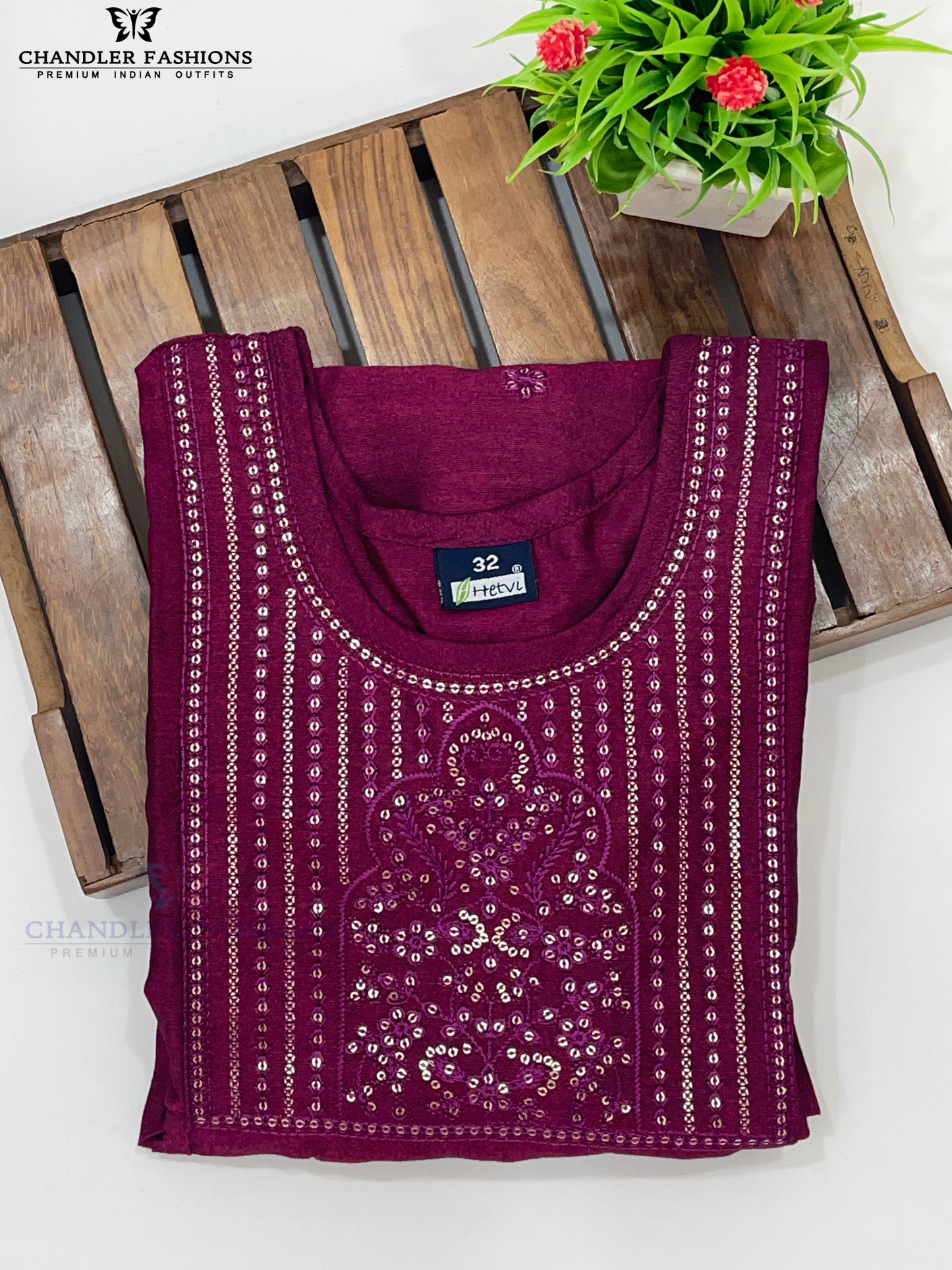 Attractive Dark Pink Color Embroidery And Sequins Work Kurti In USA
