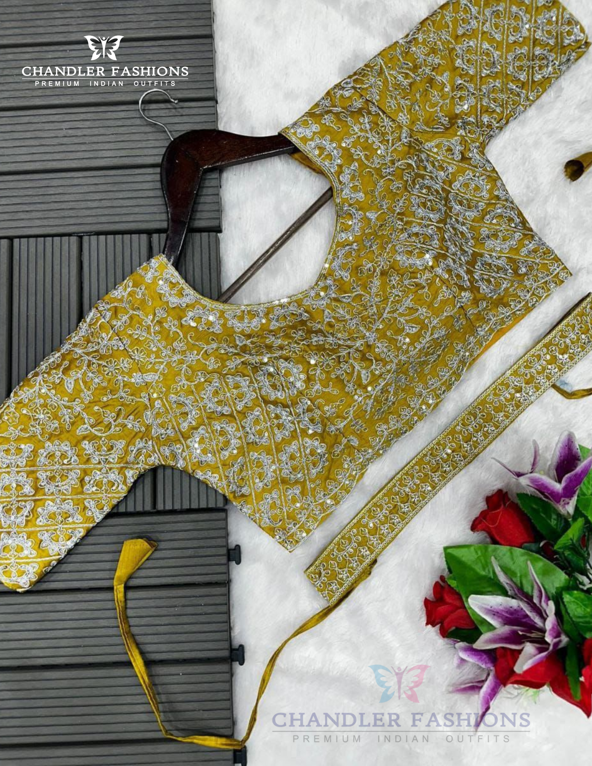 Gorgeous Lime Green Color Chinon Ready To Wear Saree In USA