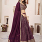 Wine Color Georgette Lehenga Choli With Sequins And Embroidery Work Near Me