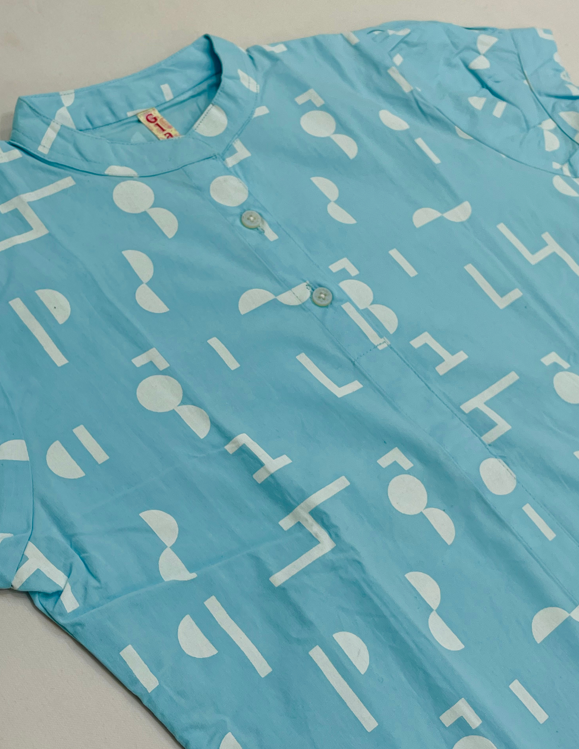 Beatifull Sky Blue Colored Cotton Printed Work Kurti In USA