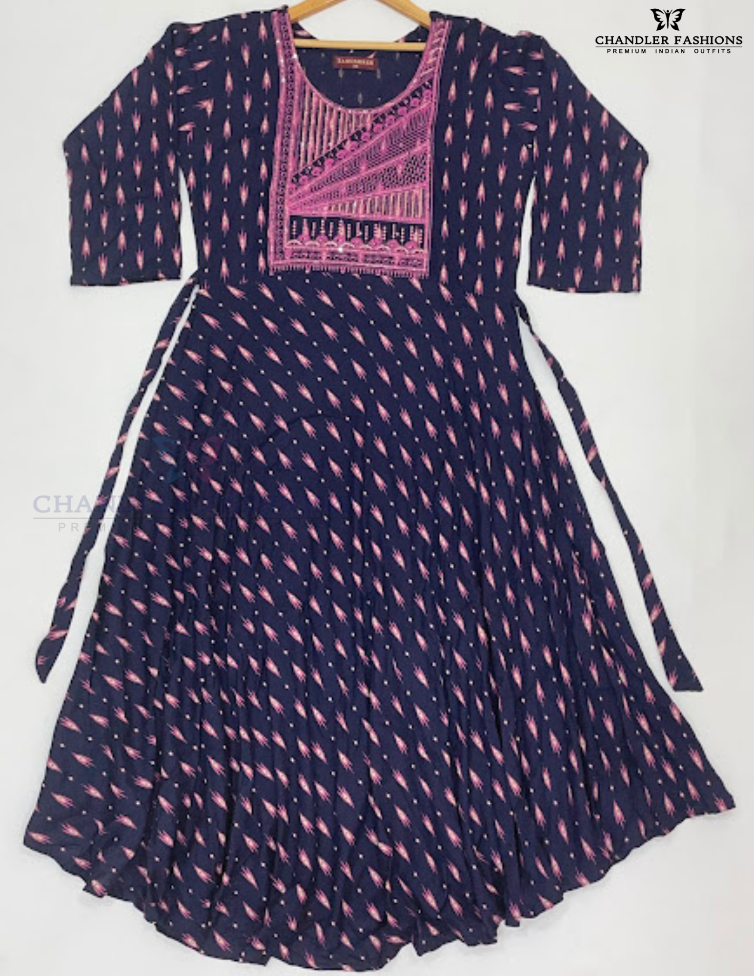 Dark Blue Color Embroidery And Sequins Work Kurti Near Me