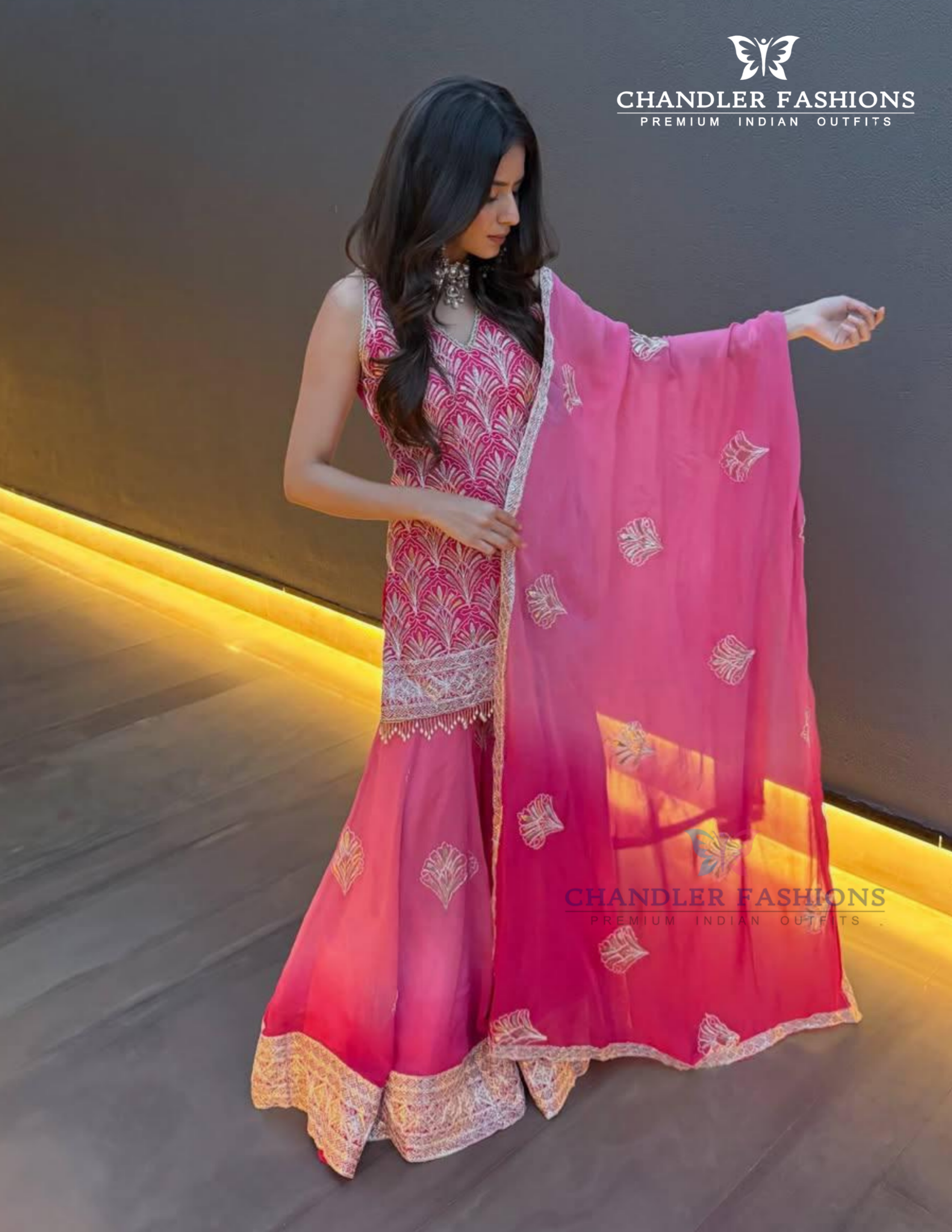 Charming Pink Color Rangoli Silk Palazzo Suits In Mesa