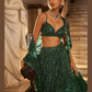 Green Color Rainbow Sequins And Dori Work Lehenga In USA