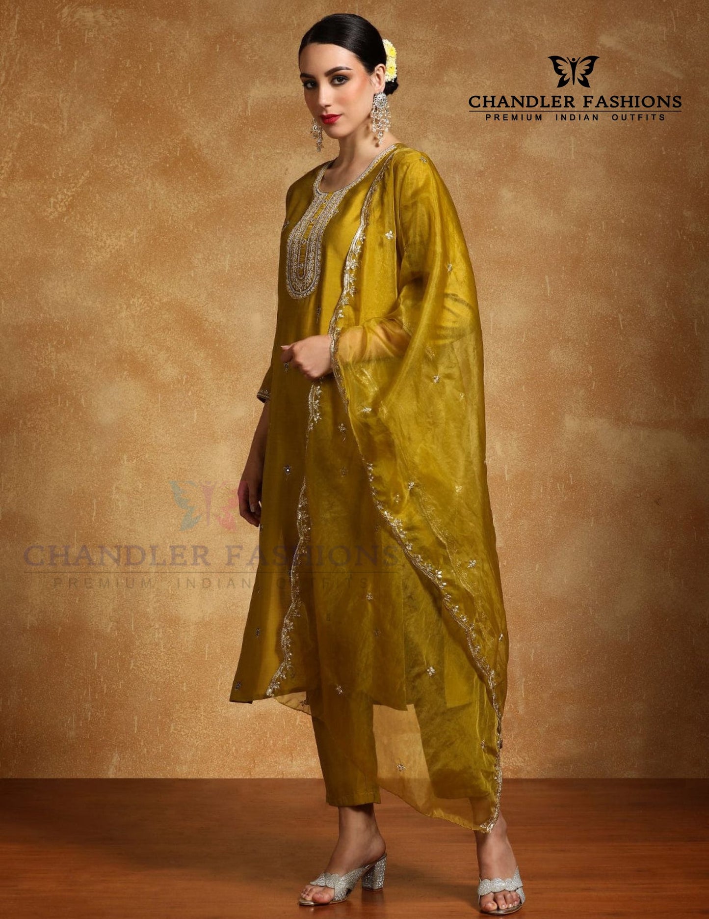 Alluring Mustard Yellow Color Cotton Blend With Embroidery Work Salwar Suits For Women Near Me