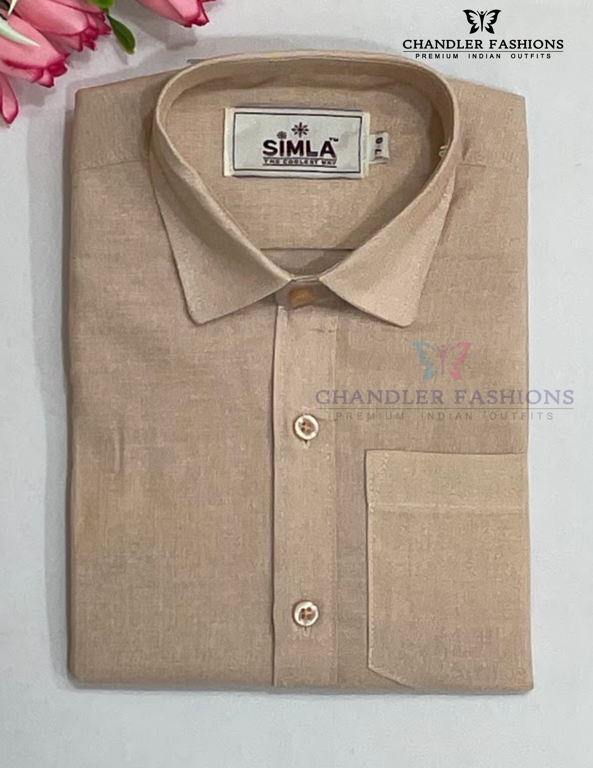 Copper Color Cotton Shirt With Tissue Zari Work Dhoti Set In USA