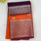 Beautiful Orange Color Pure Kanchi Silk With Gold Zari Work Saree For Women - SILKMARK CERTIFIED