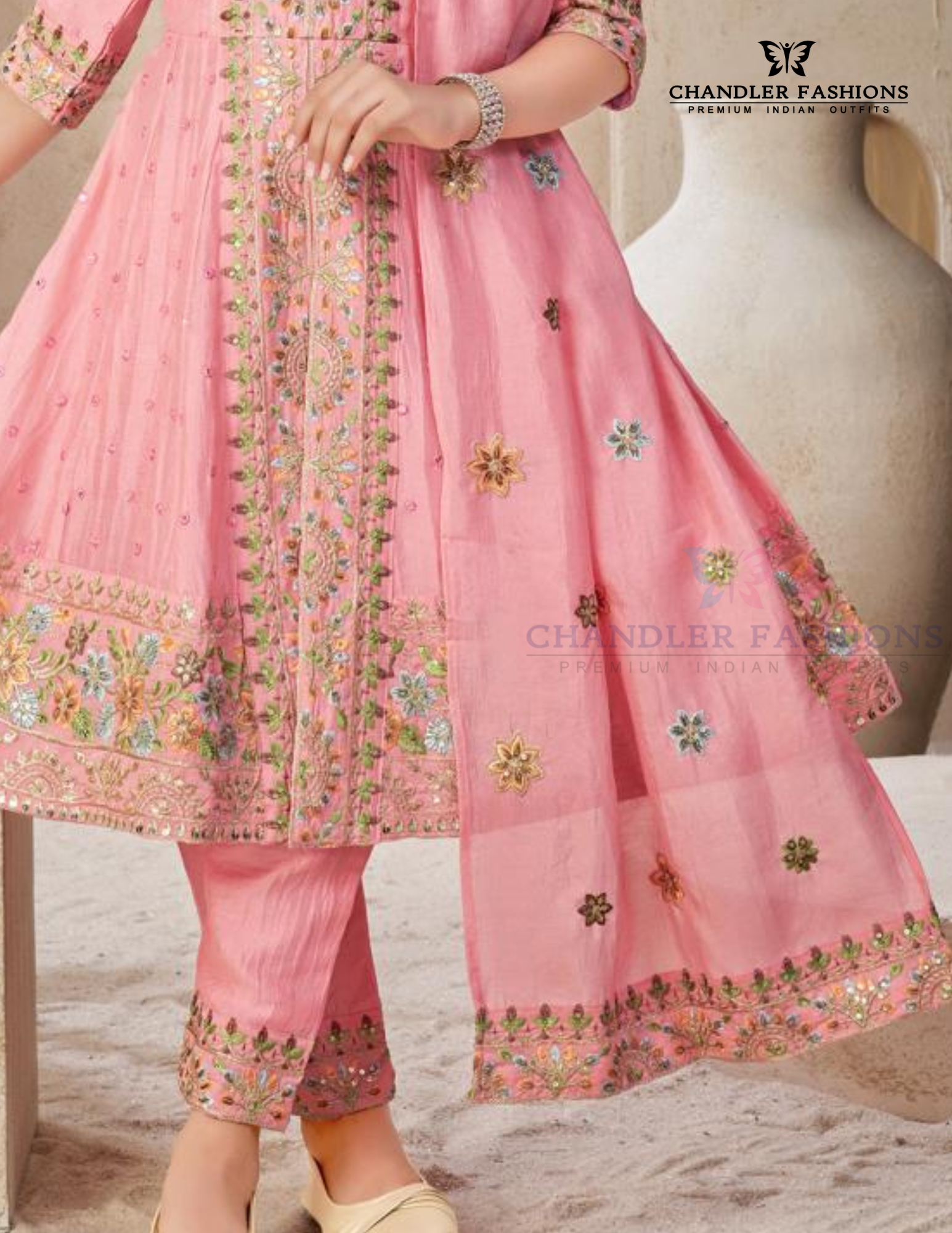 Wonderful Pink Embroidery Work Kurti Suit For Girls