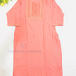 Charming Peach Color Cotton With Embroidery And Sequins Work Kurti For Women