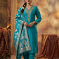 Ravishing Sky Blue Color Silk With Stone Work Salwar Suits For Women