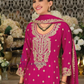 Rani Pink Color Chinon Silk Sequins And Embroidery Work Palazzo Suits In USA