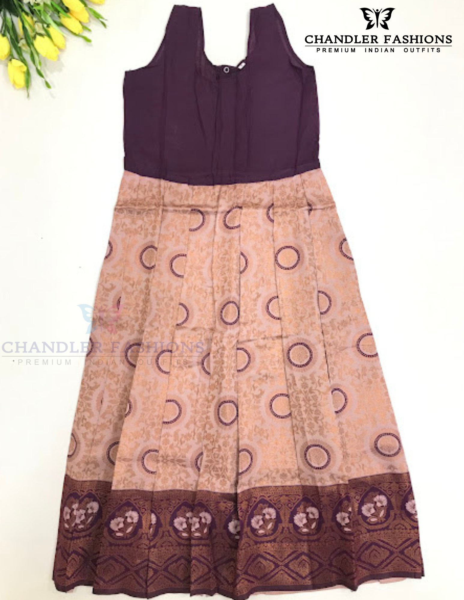 Pleasing Purple Colored Silk Langa Sets With Stone Work In Surprise
