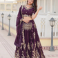 Wonderful Wine Color Faux Georgette With Heavy Embroidery Sequins Work Lehenga Choli Near Me