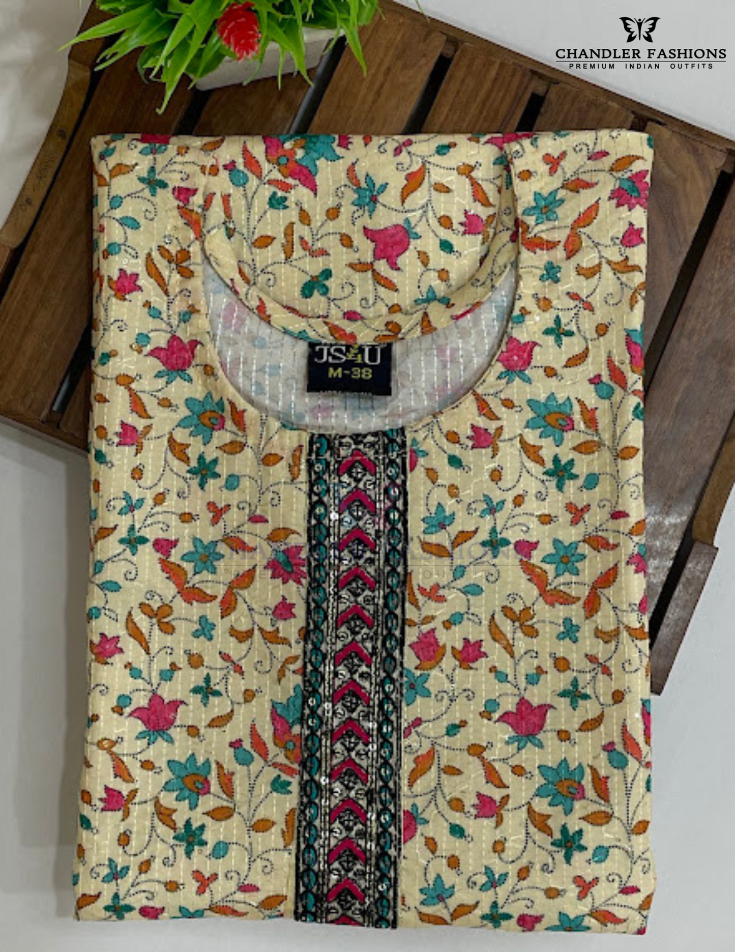 Multicolor Cotton With Thread Work Kurti In USA