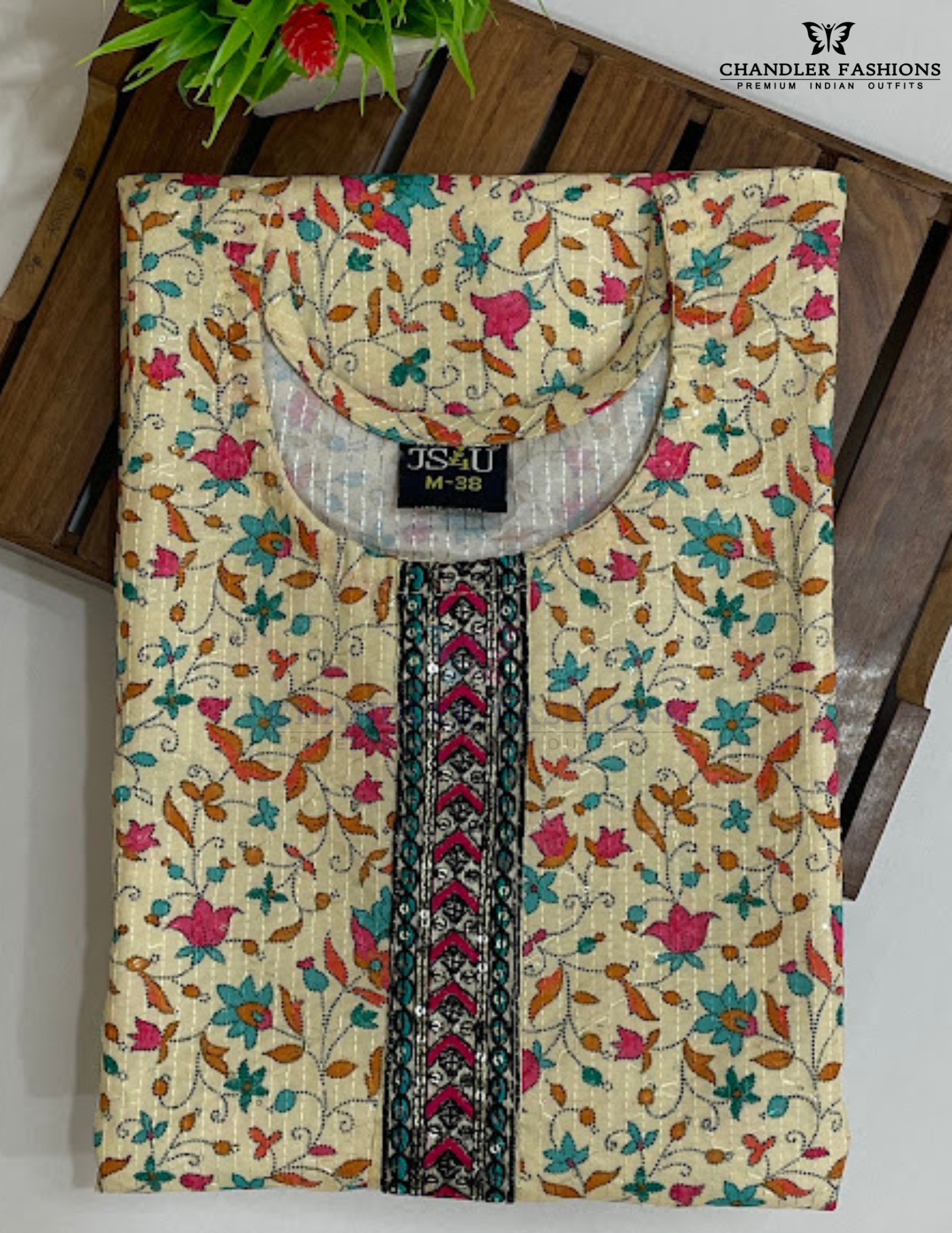 Multicolor Cotton With Thread Work Kurti In USA