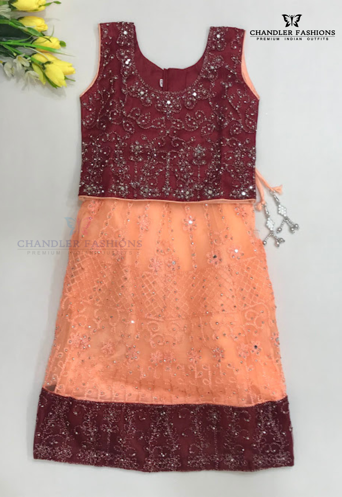 Attractive Maroon Color Girls Choli Sets