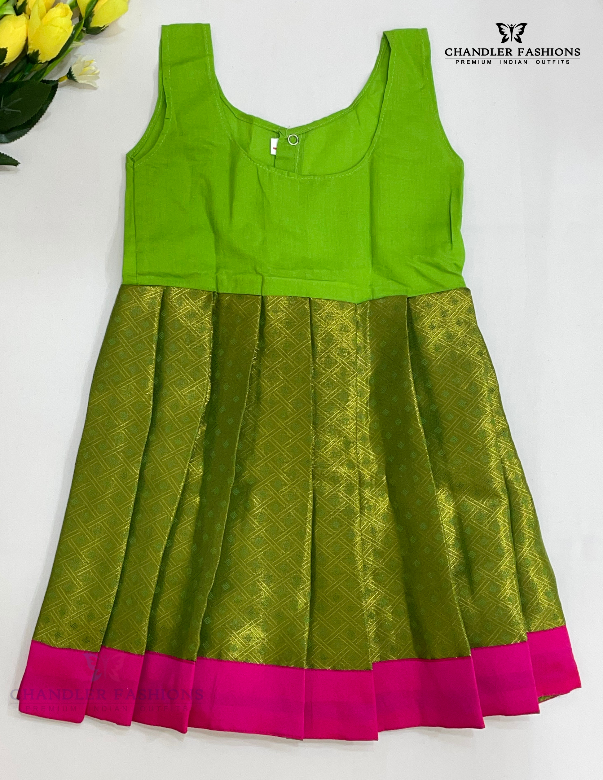 Alluring Pink Colored Self Design Silk Langa Sets In  Chandler