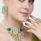 Captivating Blue And Green Pearl Beaded Kundan Set With Rings For Women