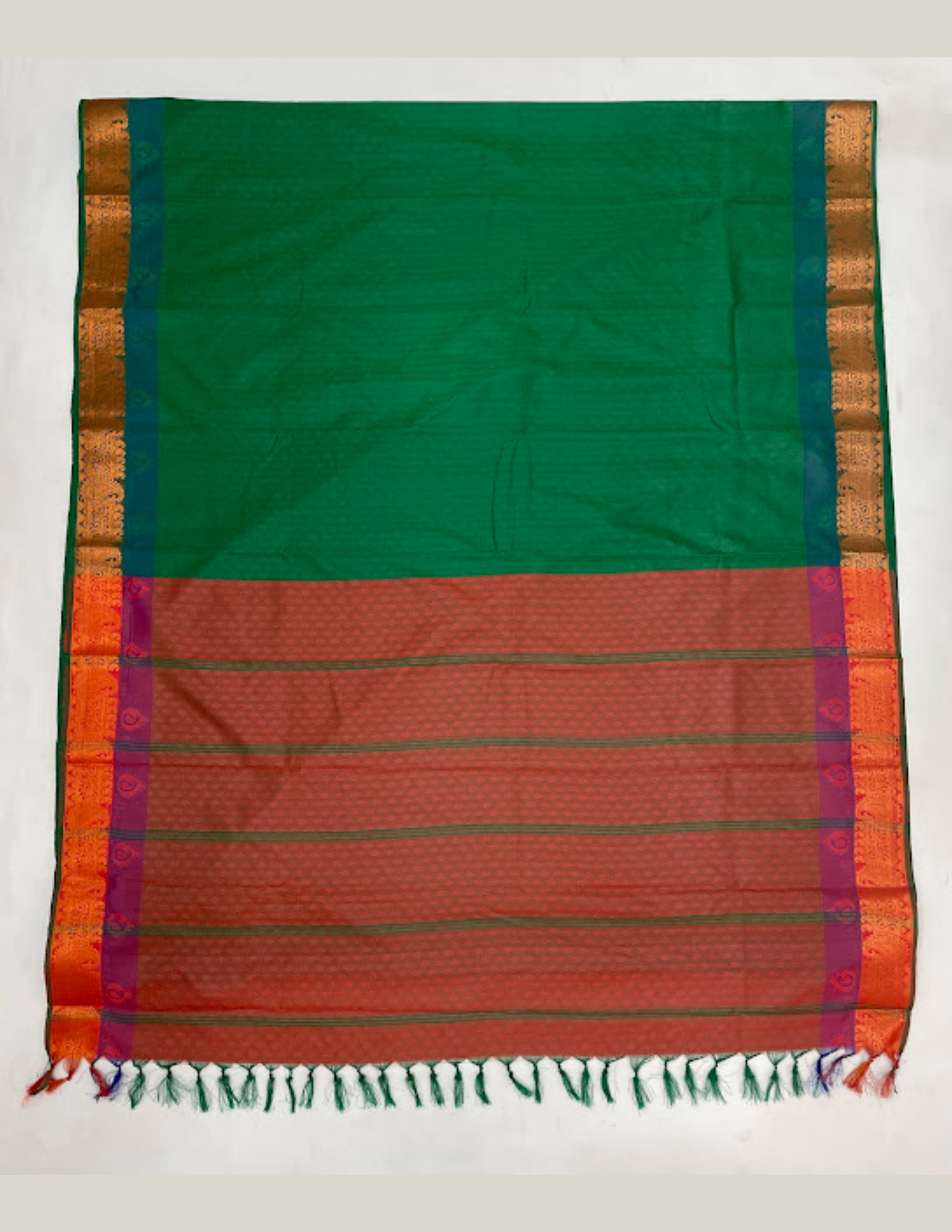 Pretty Green Color Pure Kanchi Silk Zari Border Work Saree In Mesa