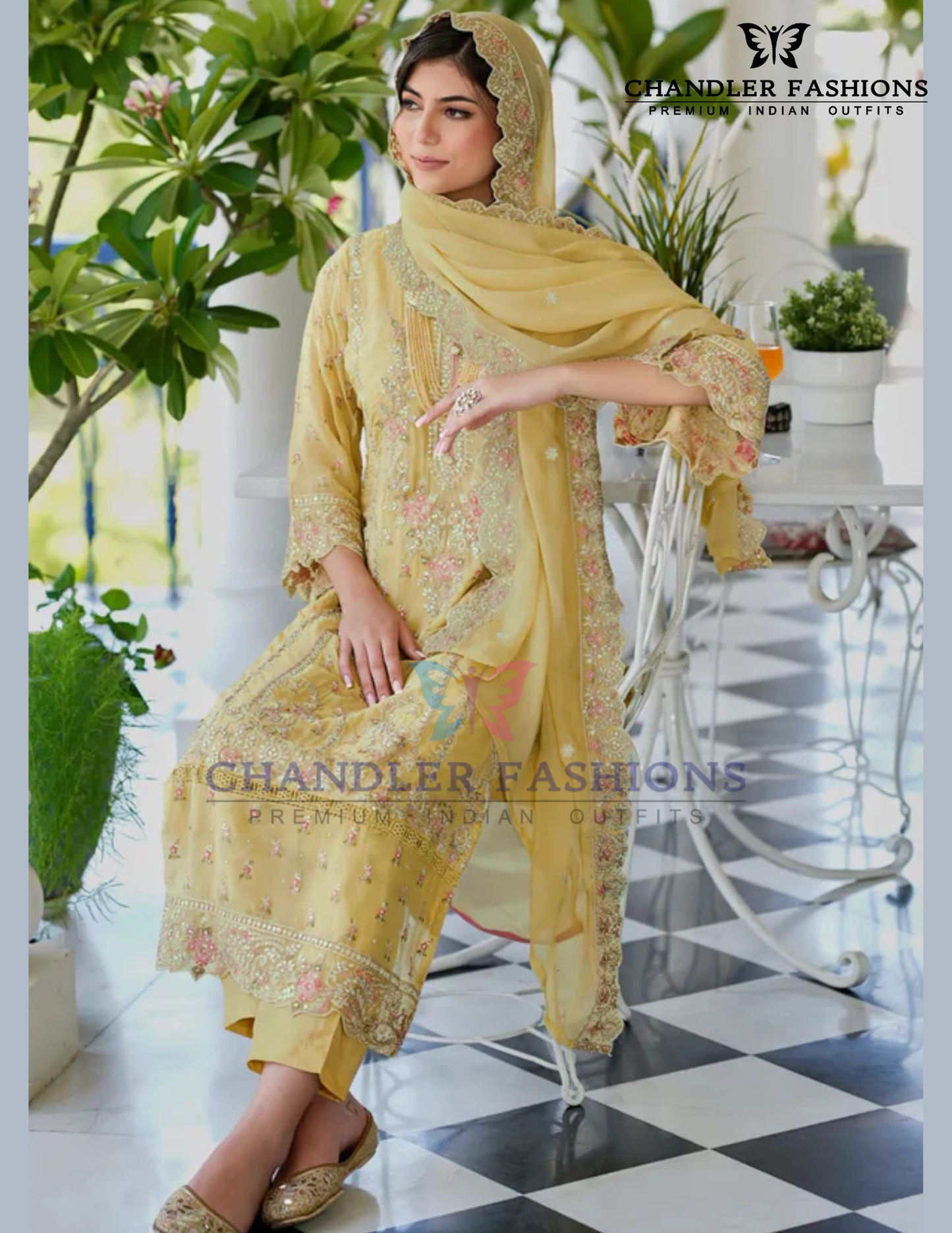 Yellow Color Soft Organza Salwar Suits With Embroidery Work Near Me