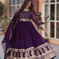 Purple Color Faux Blooming With Embroidery Work Gown In USA