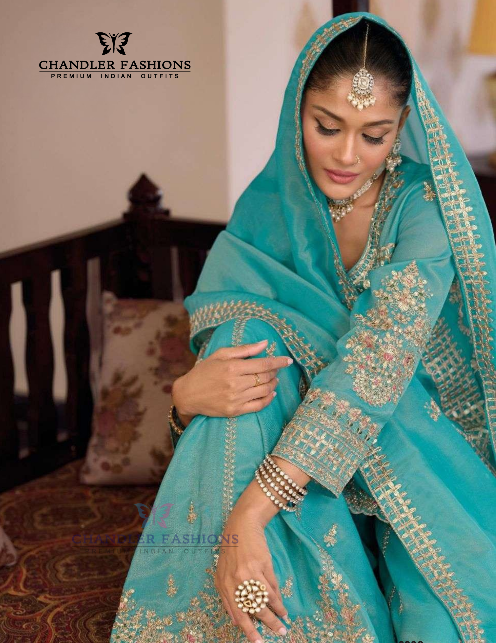  Shimmer Palazzo Suits With Embroidery Work For Women In USA