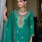 Green Color Shimmer With Embroidery Work Palazzo Suits Near Me