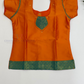 Elegant Orange Color Silk Langa Sets With Zari Work For Girls