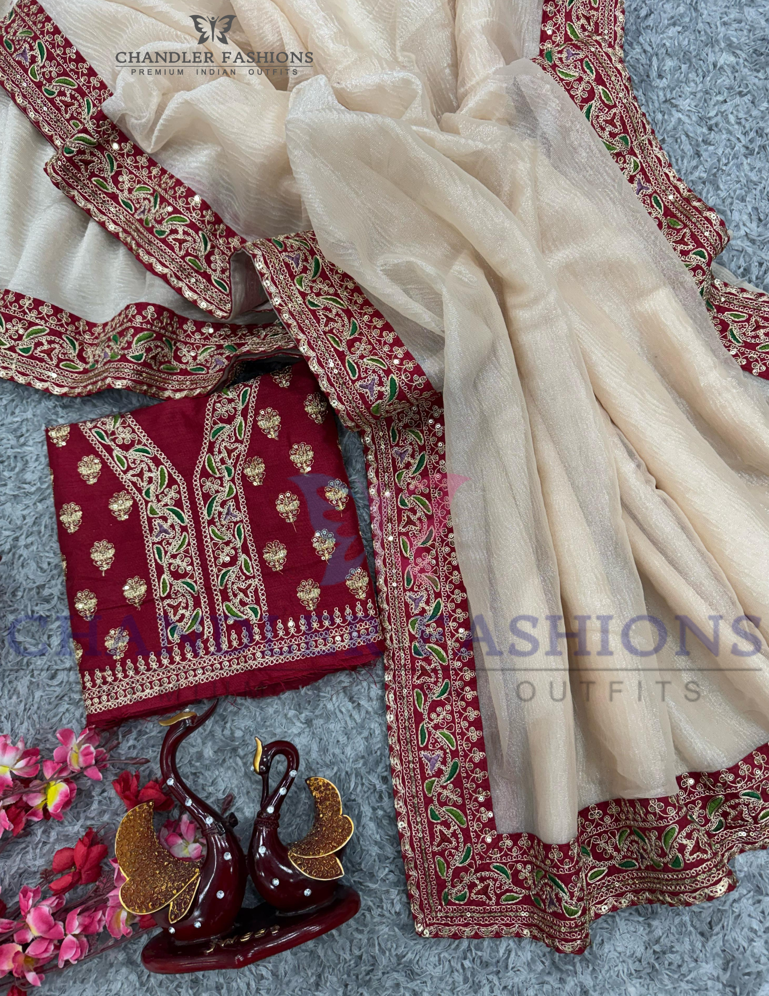 Banarasi Crush With Embroidery Work Saree in USA