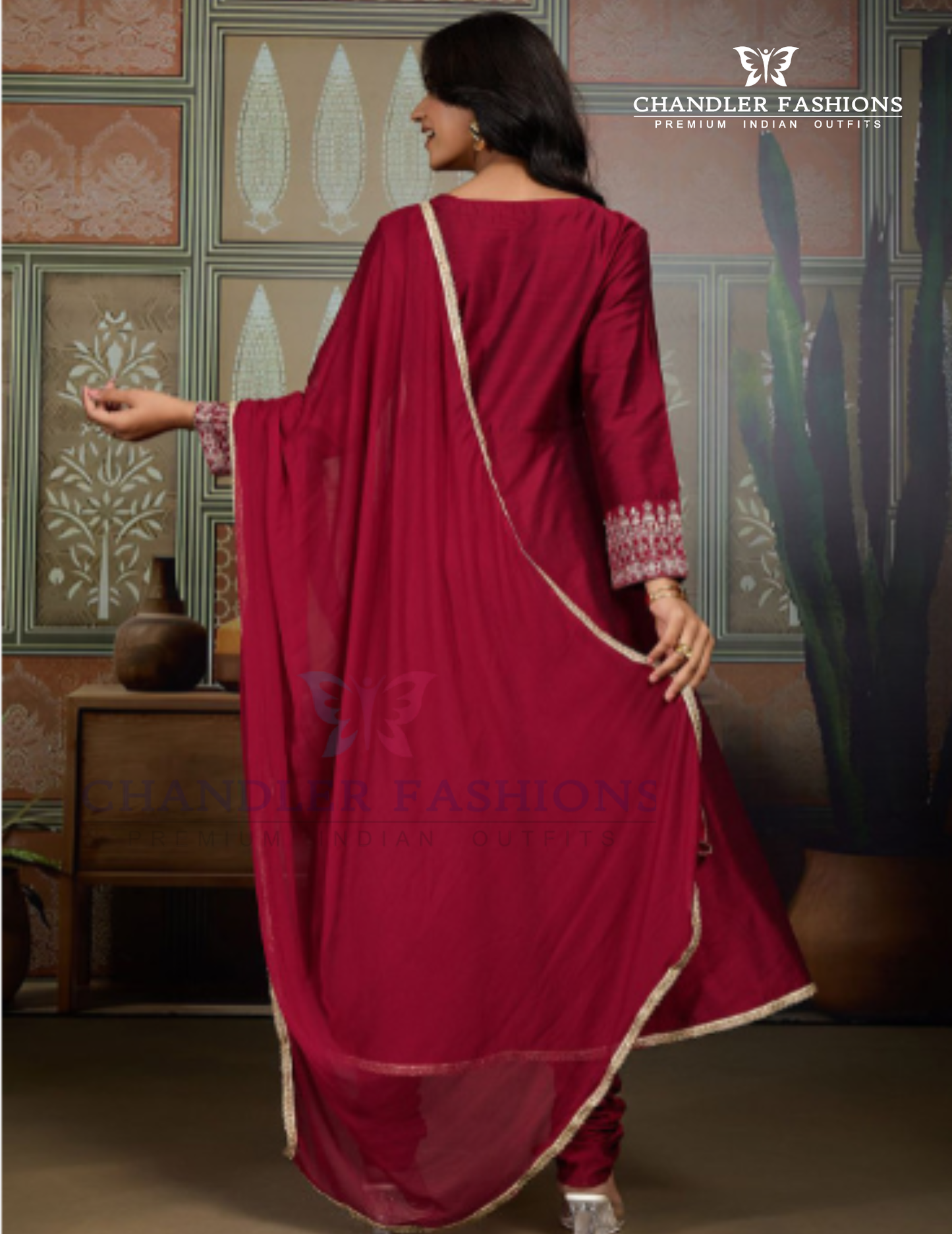 Maroon Color Silk Blend With Embroidery Work Anarkali Suits In Chandler