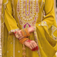 Alluring Yellow Color Sequins And Embroidery Work Palazzo Suits in USA