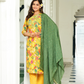 Gorgeous Yellow Color Straight Kurthi With Pant And Fancy Jacquard Dupatta For Women