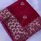 Red Color Gold Tussar Sequins Saree With Embroidery Work In USA