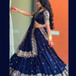 Dark Blue Embroidery Work Lehenga Choli In USA